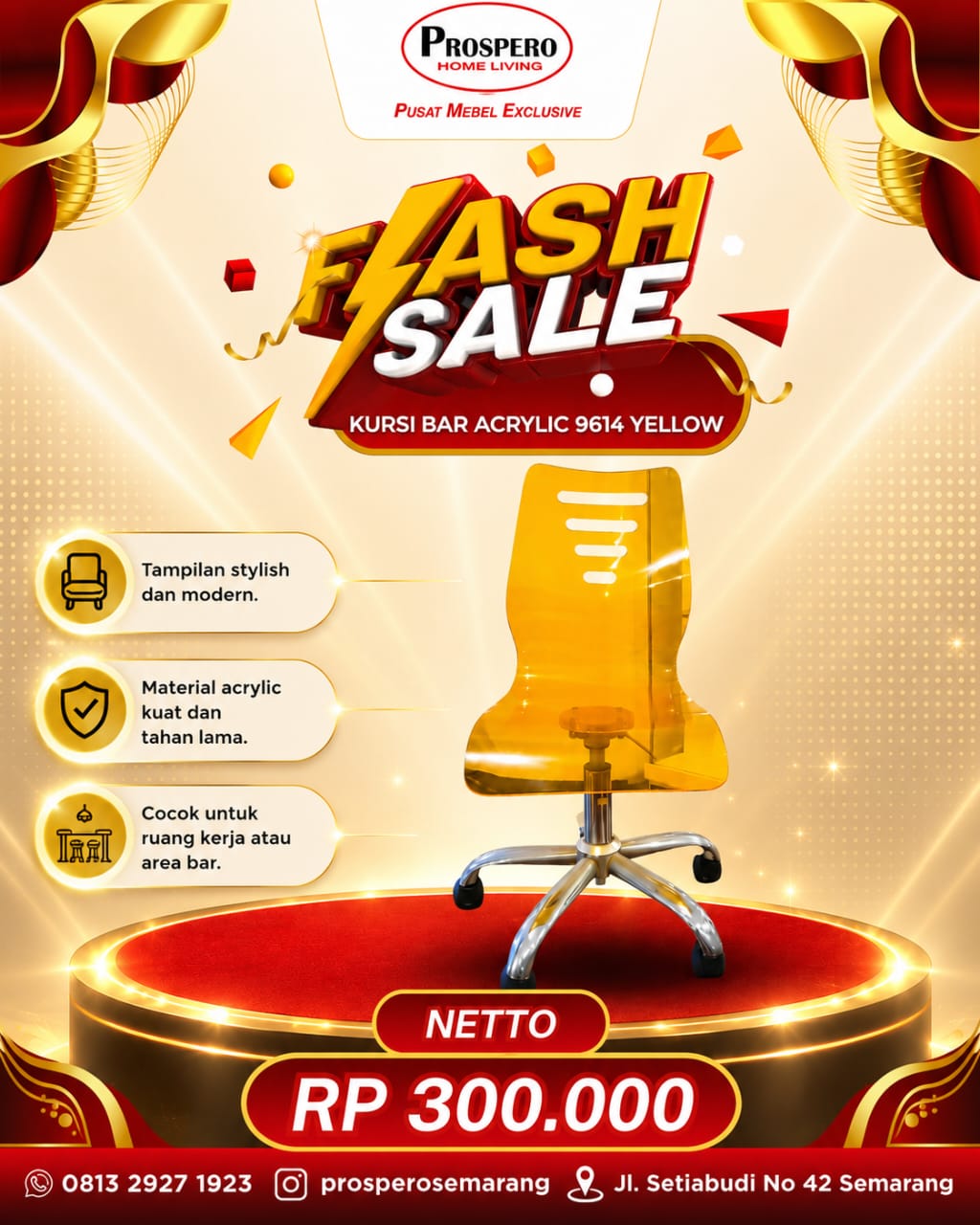 KURSI BAR ACRYLIC 9614 YELLOW
