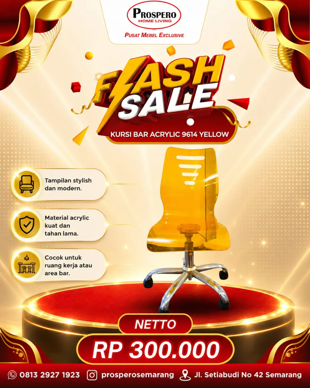 KURSI BAR ACRYLIC 9614 YELLOW