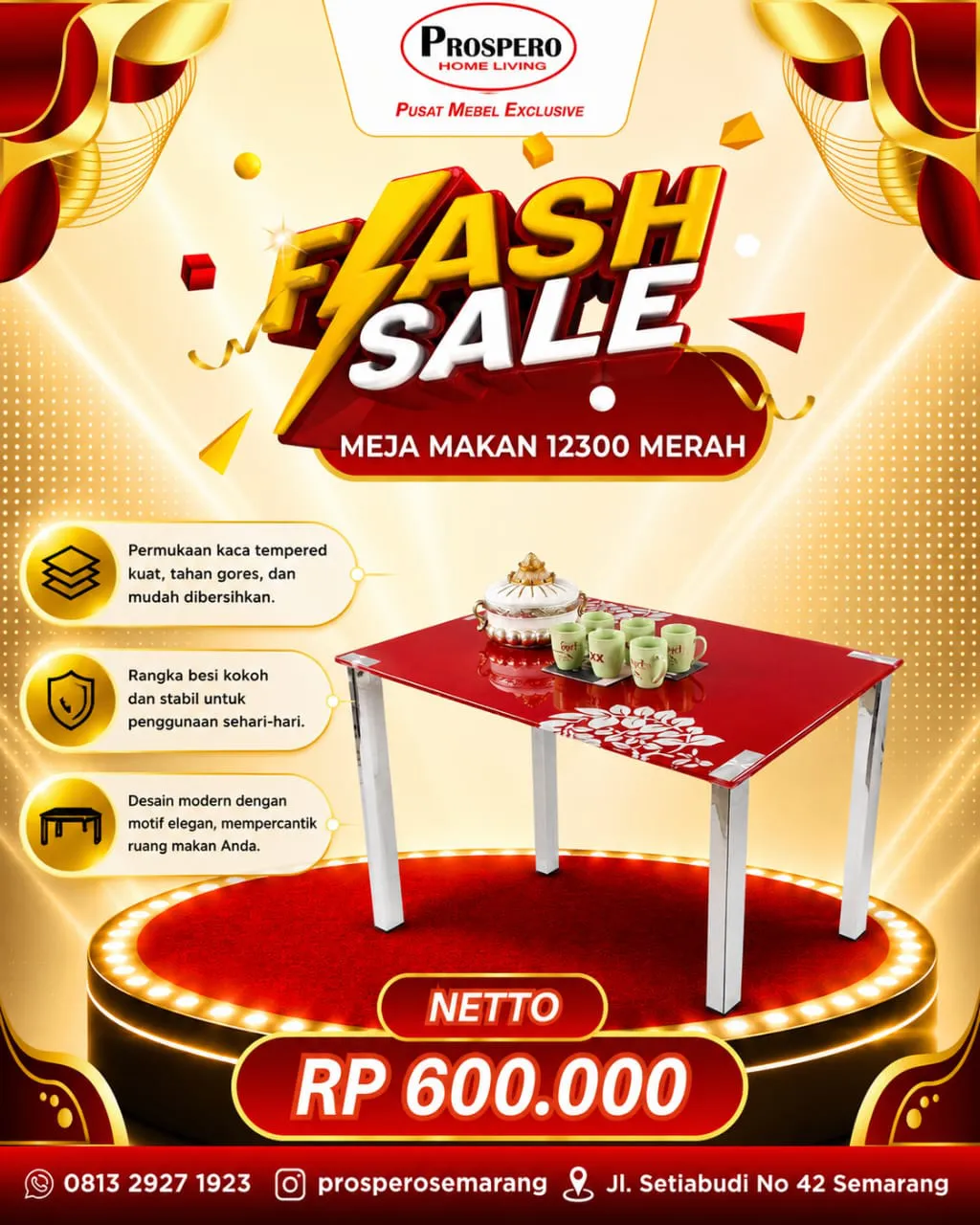MEJA MAKAN 12300 MERAH