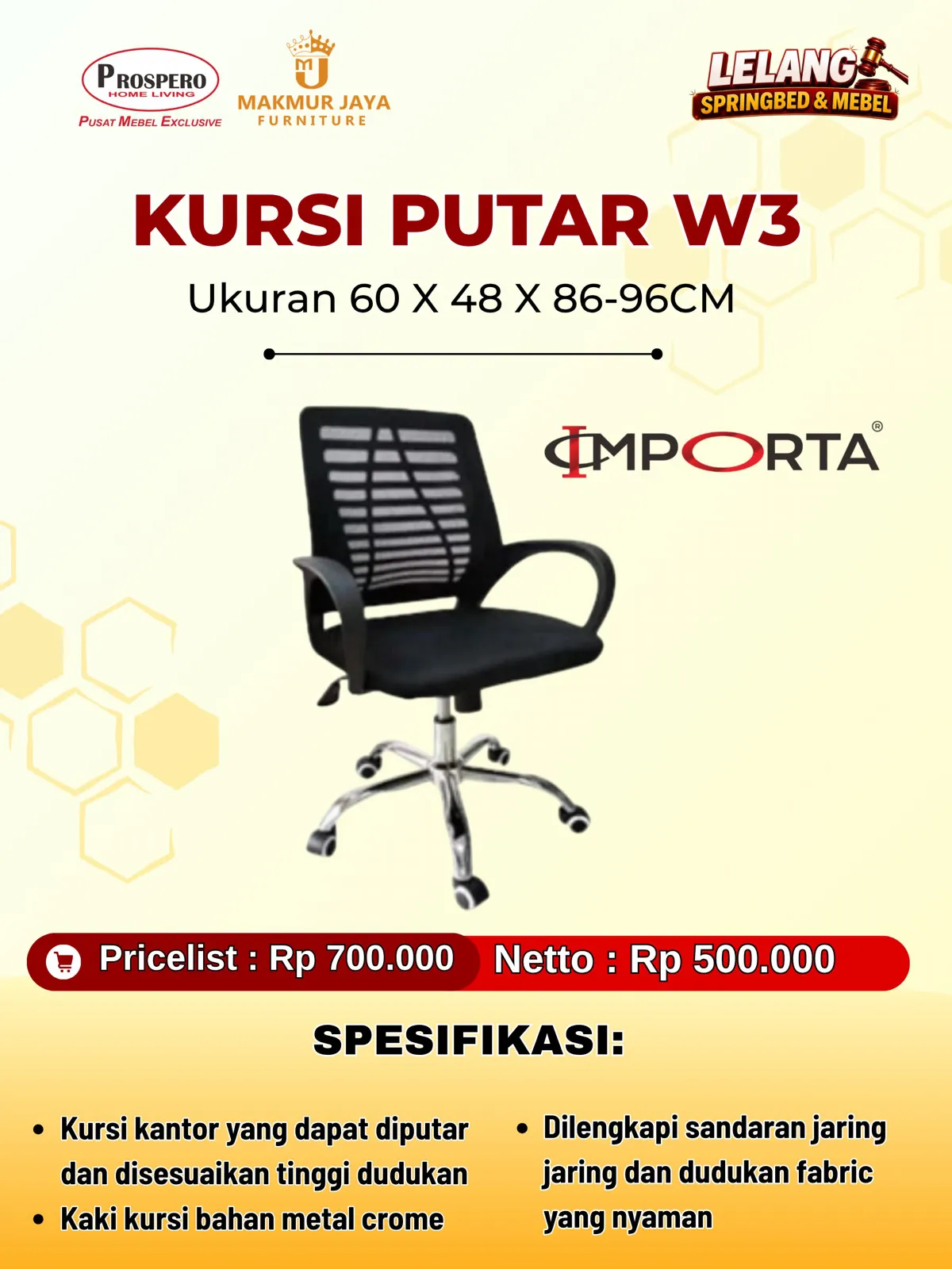 Kursi putar IMPORTA type okelo W3 black