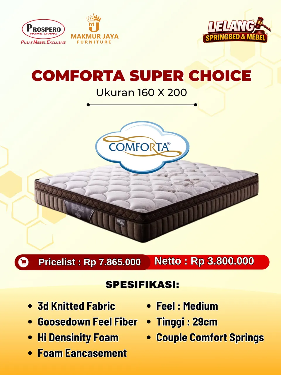 Kasur COMFORTA super choice ukuran 160x200