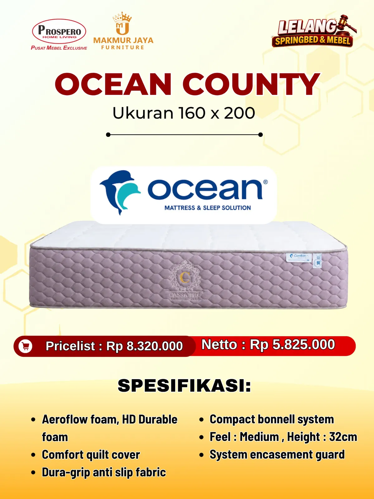 Kasur OCEAN country ukuran 160x200