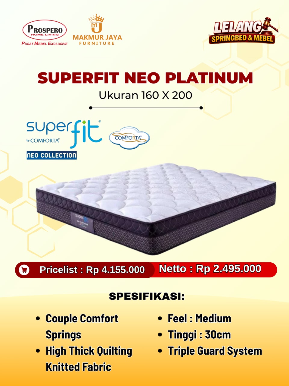 Kasur SUPERFIT neo platinum ukuran 160x200