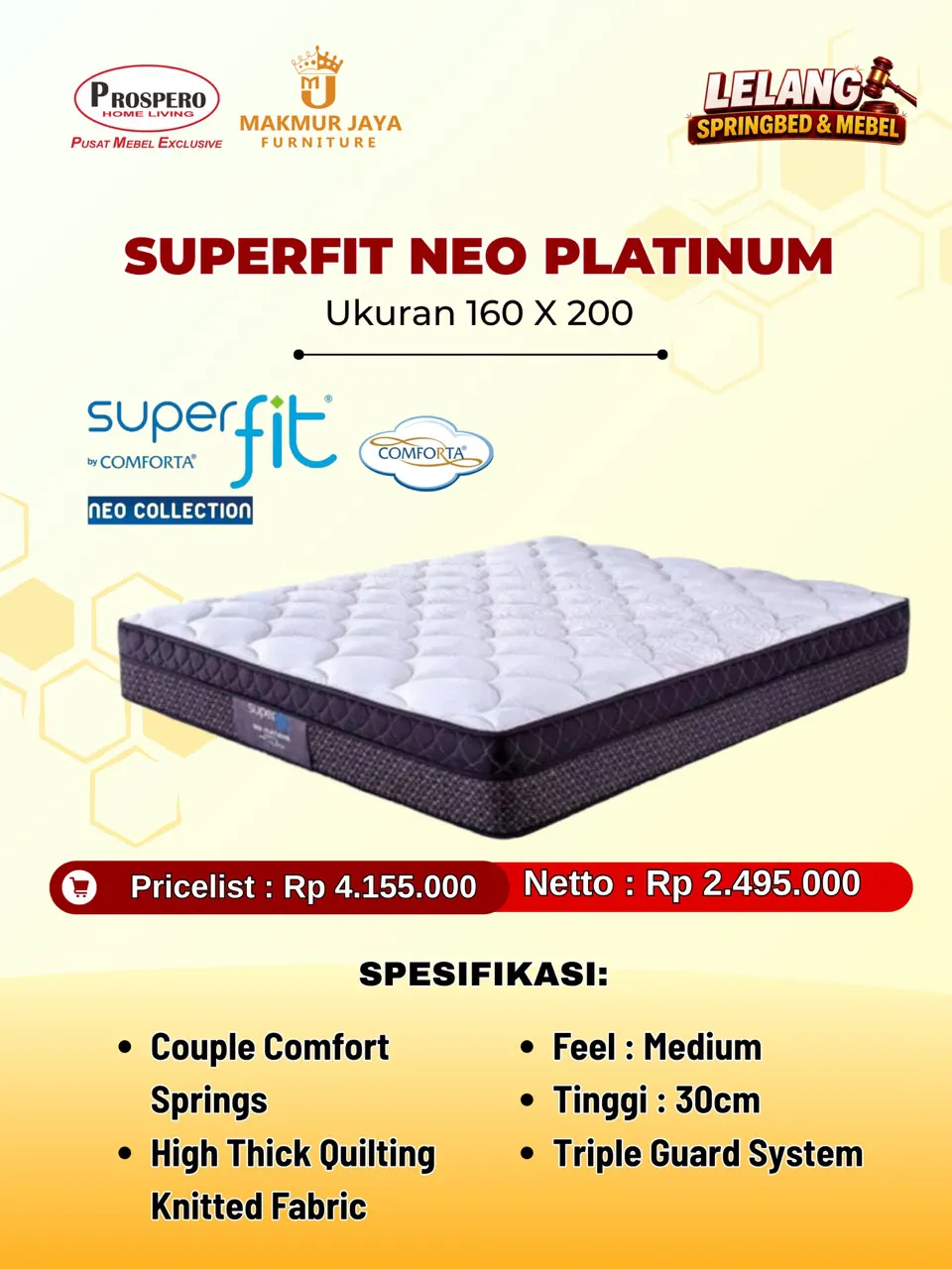 Kasur SUPERFIT neo platinum ukuran 160x200
