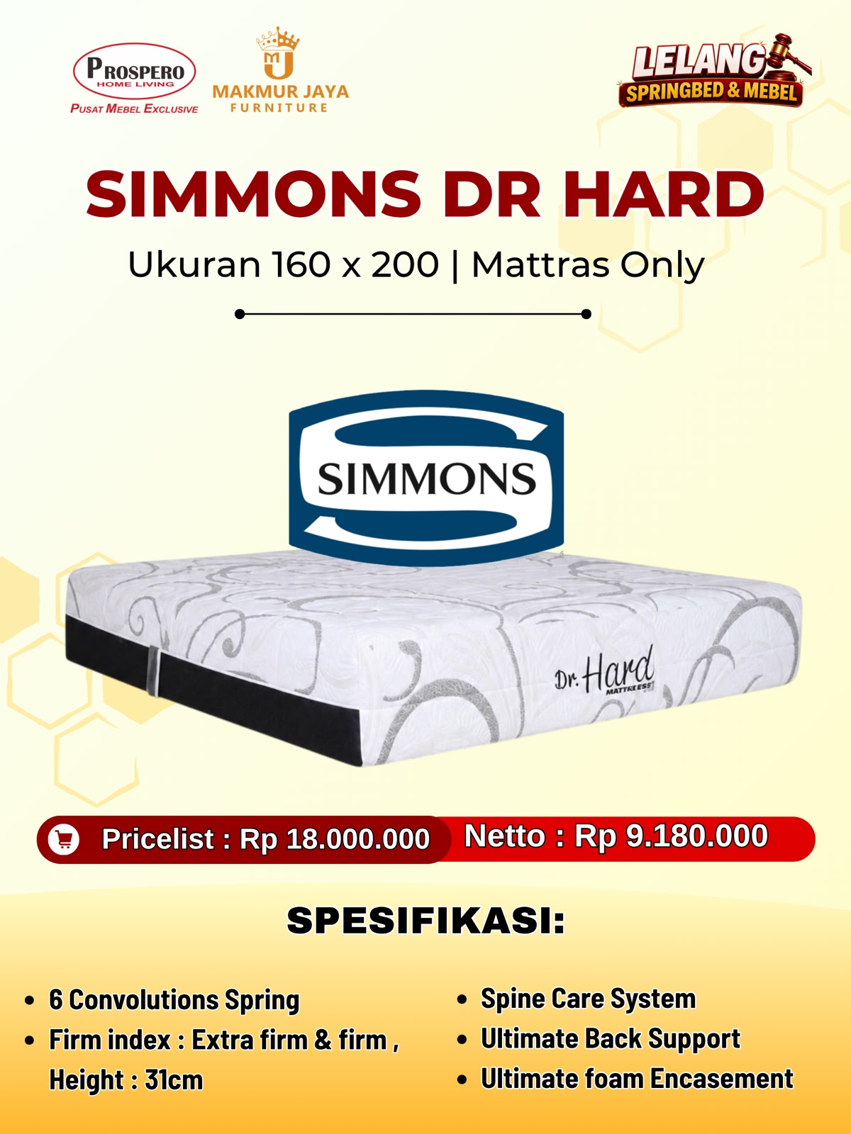 Kasur SIMMONS dr hard ukuran 160x200
