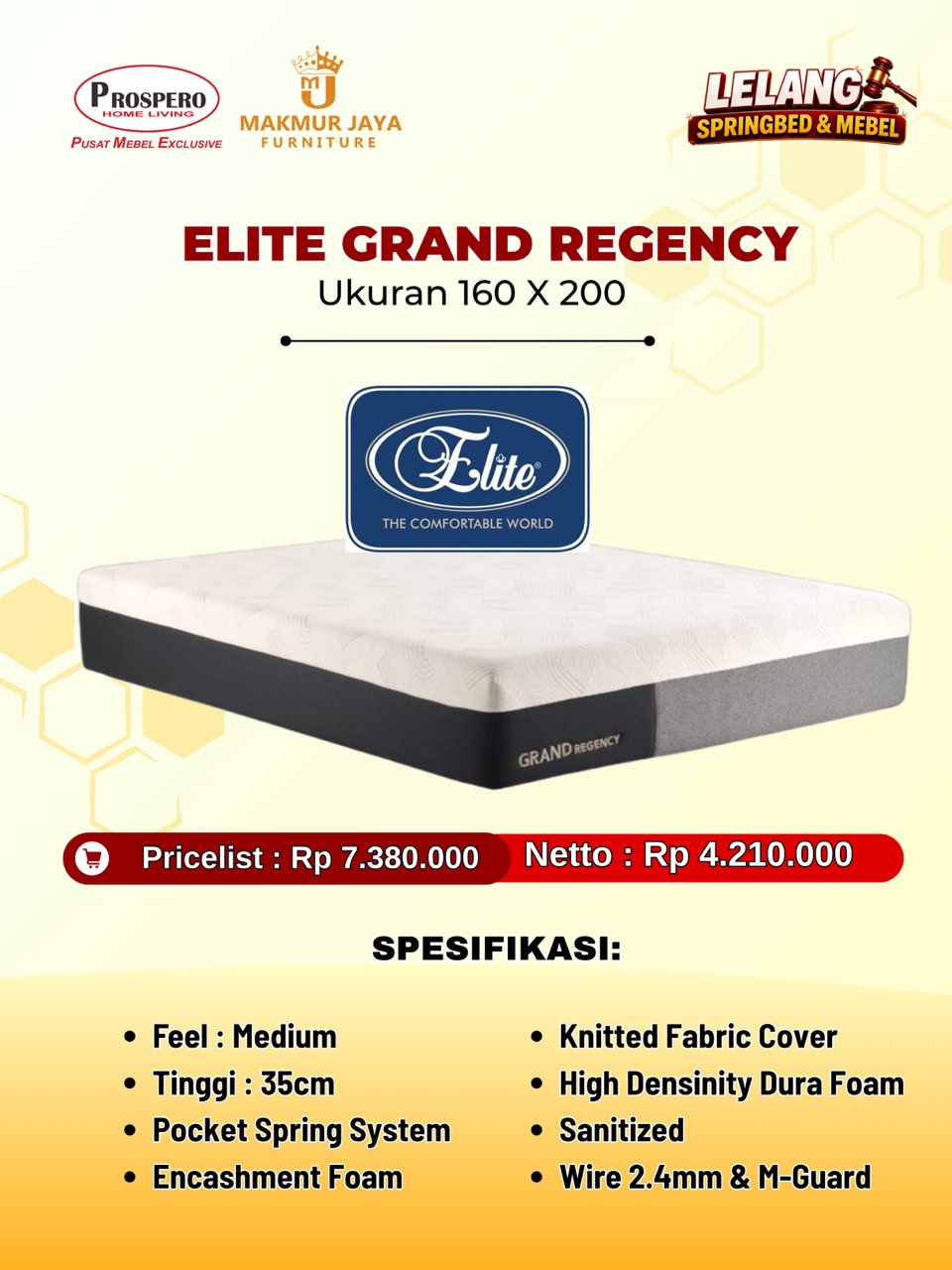 Kasur ELITE Grand Regency ukuran 160x200