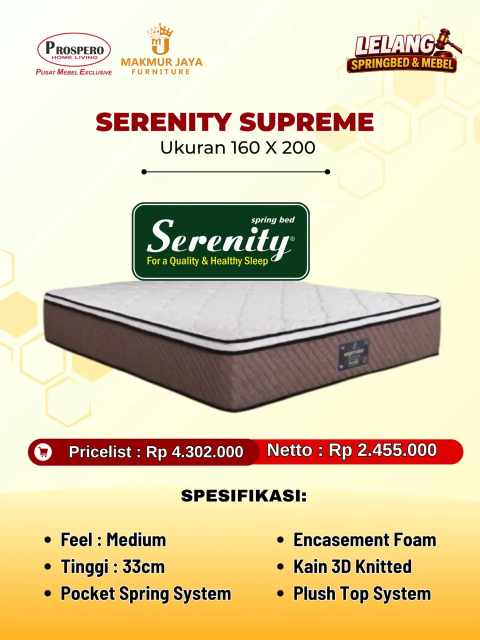 Kasur SERENITY supreme ukuran 160x200