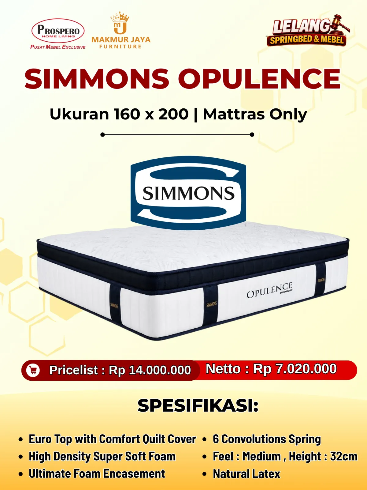 Kasur SIMMONS Oppulence ukuran 160x200