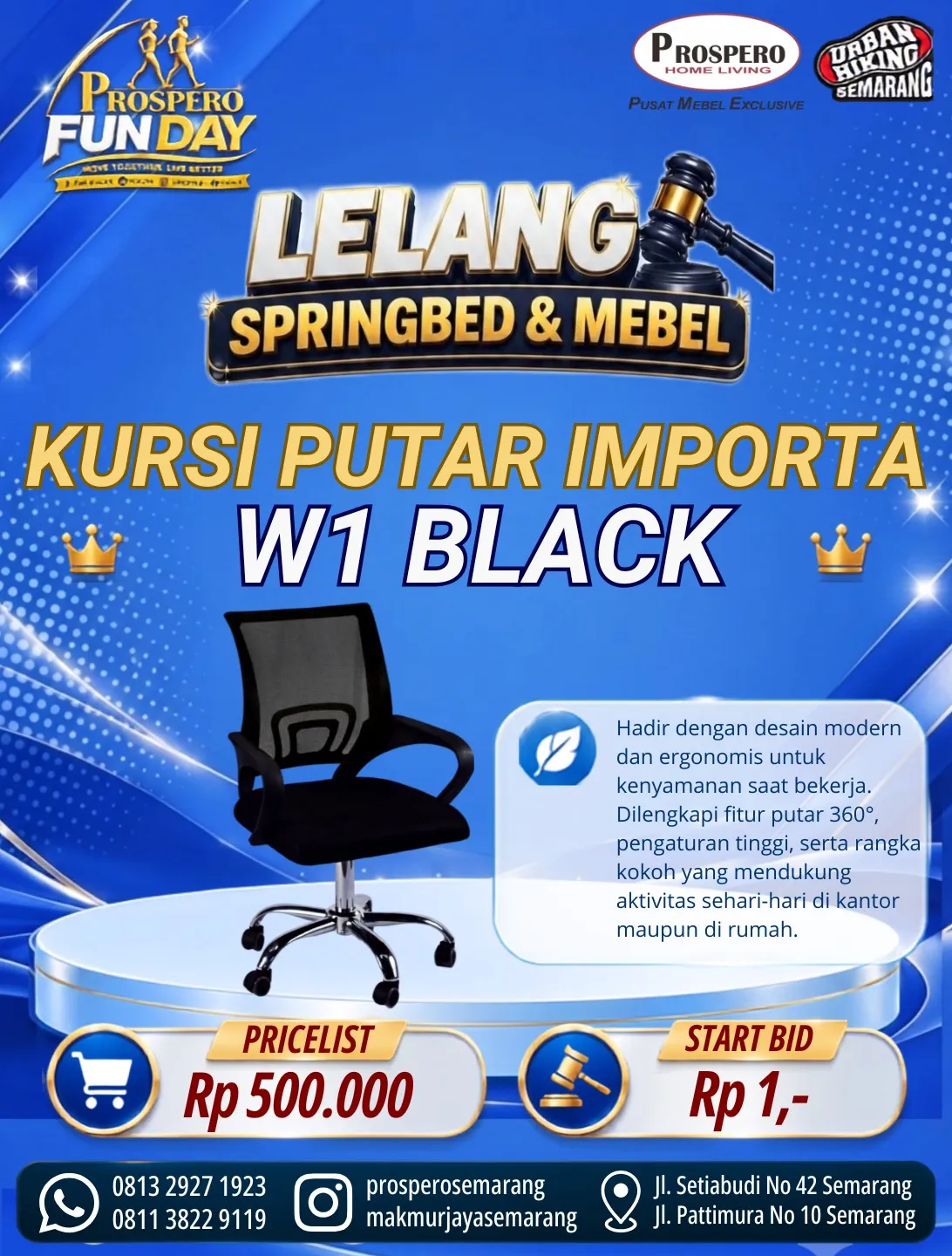 KURSI PUTAR IMPORTA W1 BLACK
