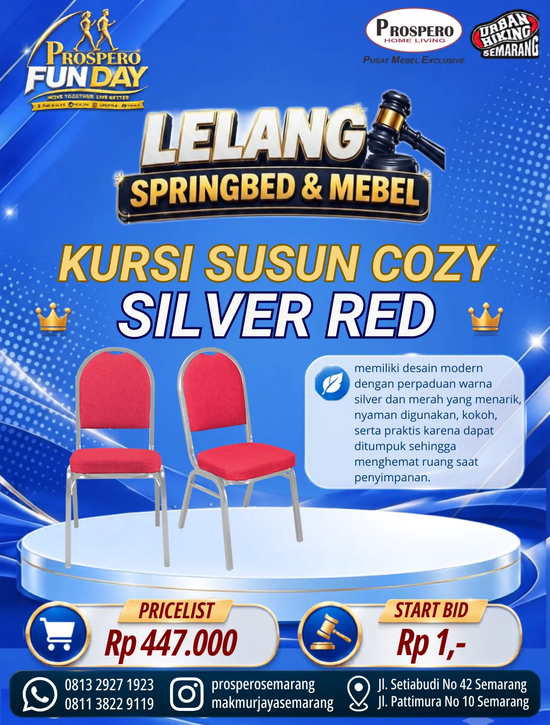 KURSI SUSUN COZY SILVER RED