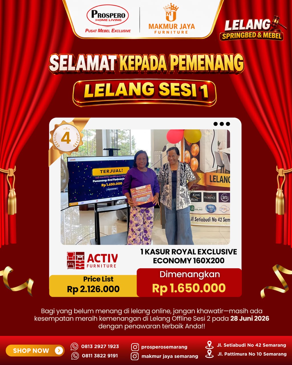 Serah Terima Kasur busa ROYAL type REE ukuran 160x200