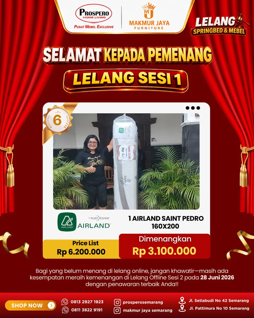 Serah Terima Kasur AIRLAND st.Pedro ukuran 160x200