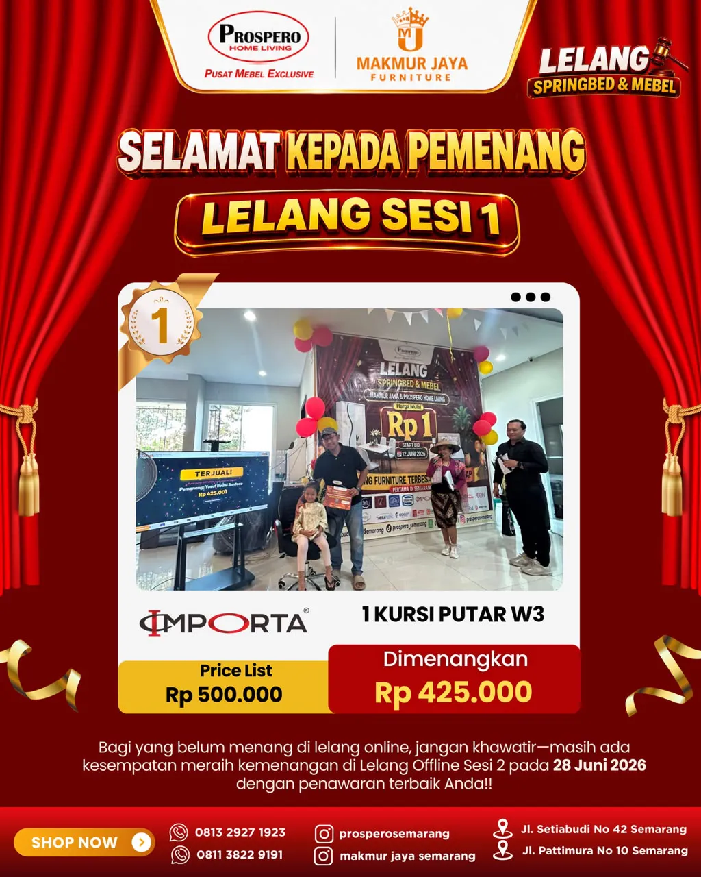 Serah Terima Kursi putar IMPORTA type okelo W3 black