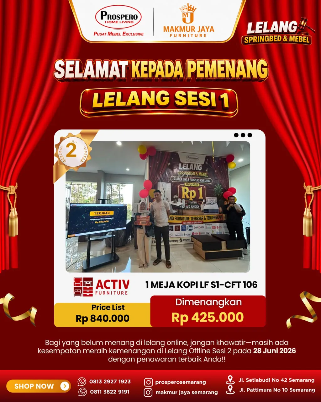 Serah Terima Meja tamu ACTIV LF S1-CFT 106