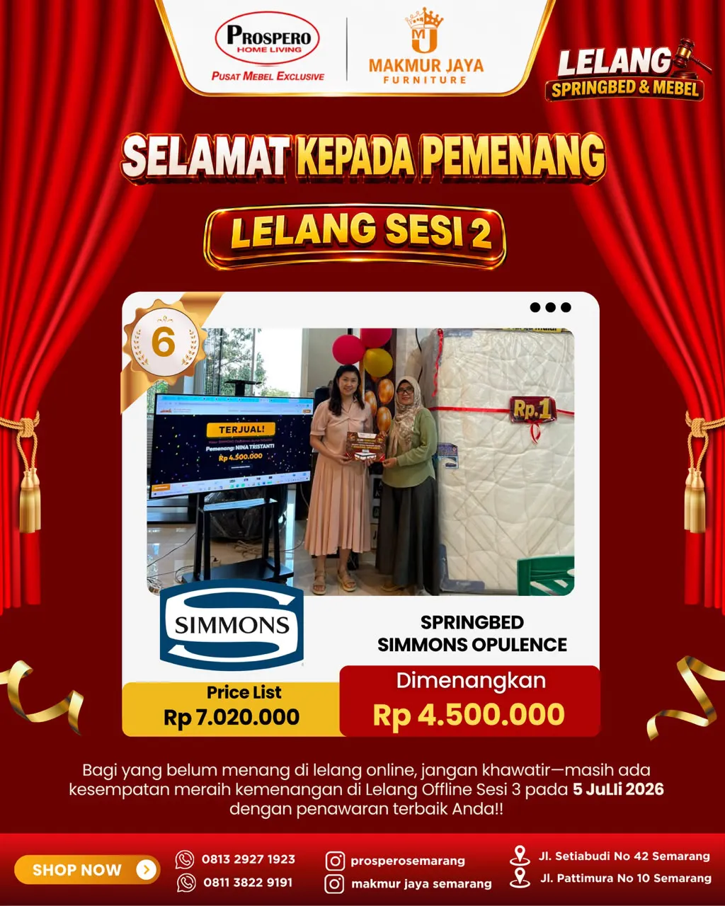 Serah Terima Kasur SIMMONS Oppulence ukuran 160x200