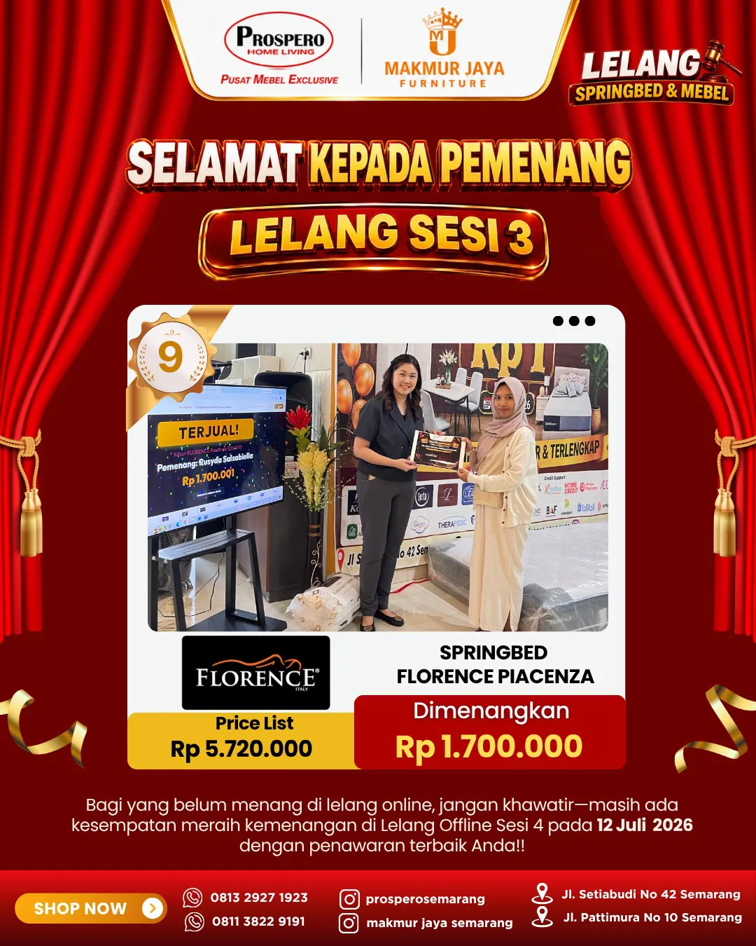 Serah Terima Kasur FLORENCE Piacenza 120x200