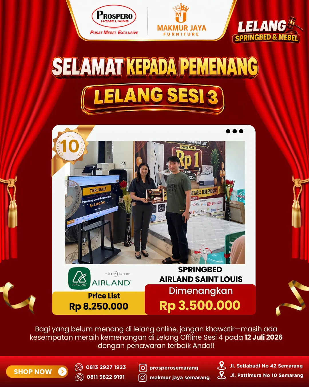 Serah Terima Kasur AIRLAND St. Louise ukuran 160x200