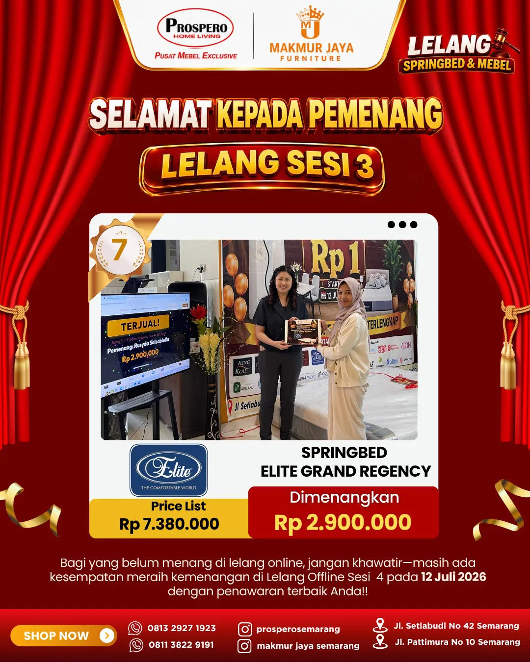 Serah Terima Kasur ELITE Grand Regency ukuran 160x200
