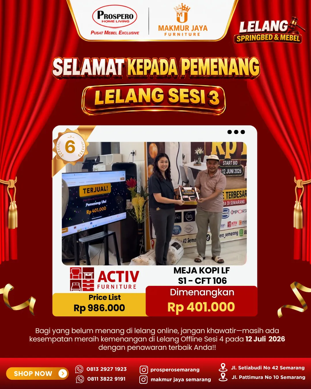 Serah Terima Meja tamu ACTIV LF S1-CFT 106