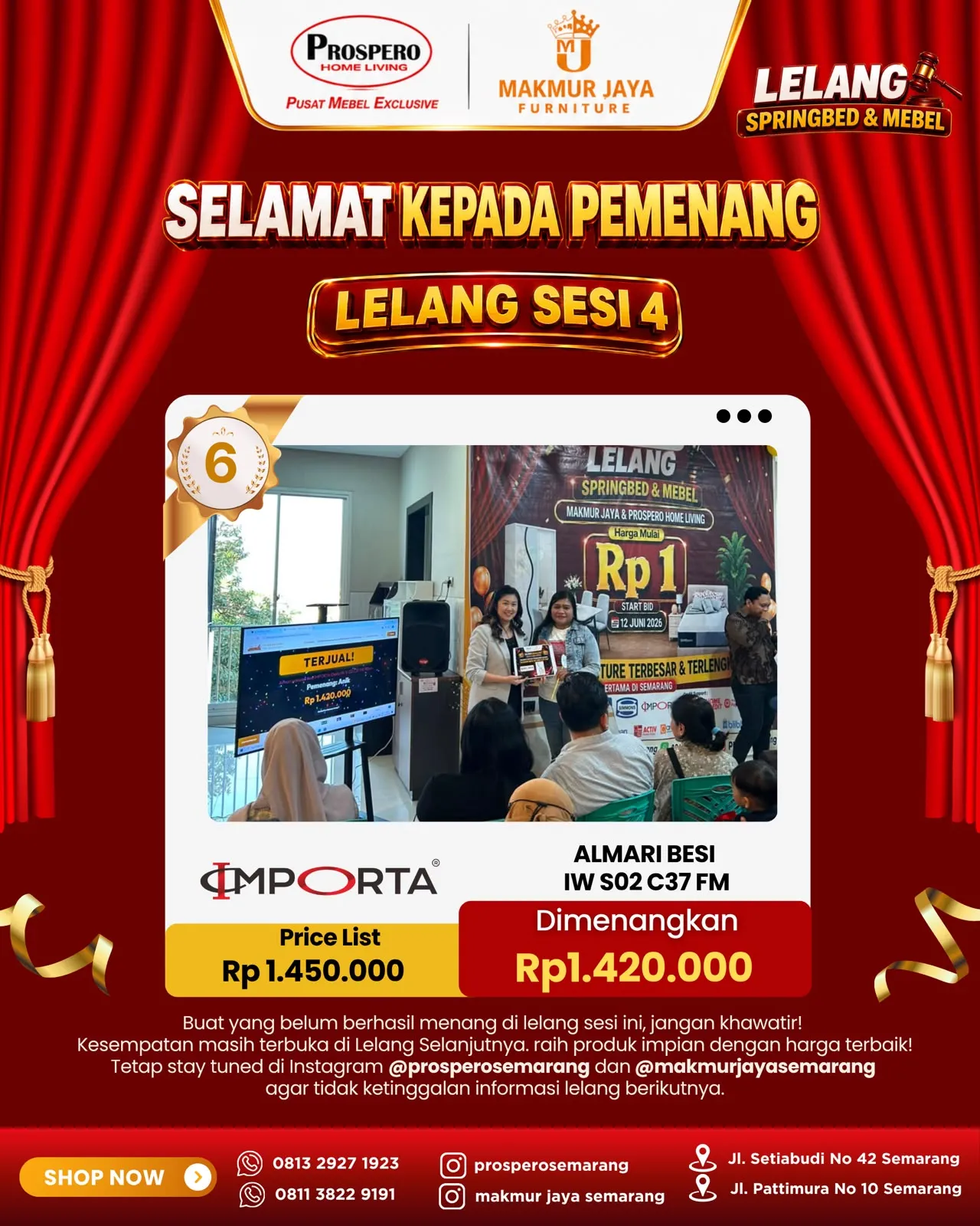 Serah Terima Almari pakaian besi IMPORTA Okelo IW S-02 C37 FM 90cm