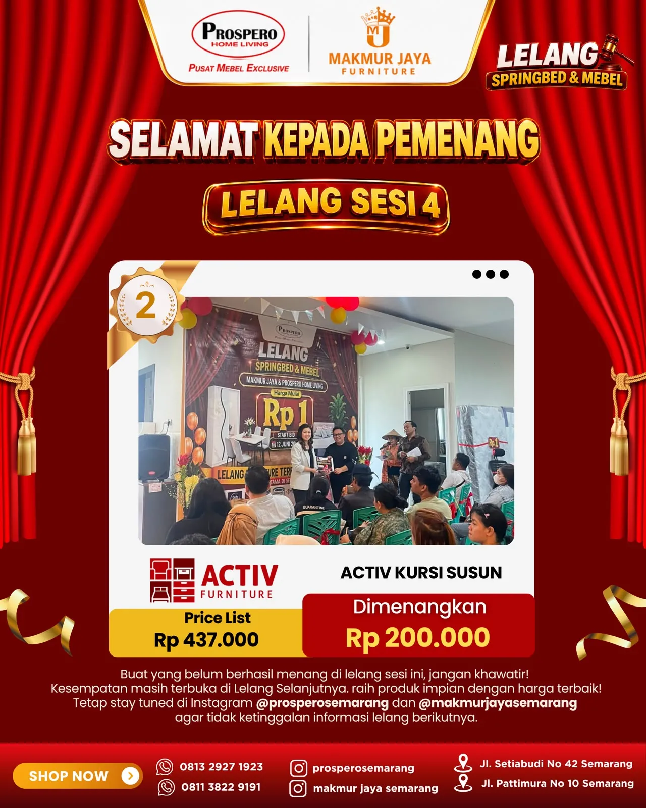 Serah Terima Kursi Besi Tumpuk Cozy STC 51 A