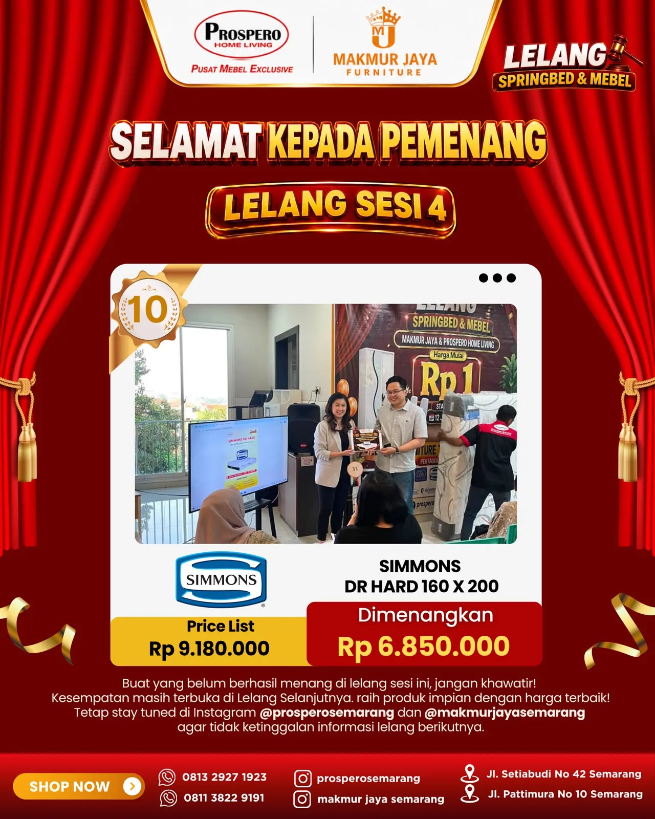 Serah Terima Kasur SIMMONS dr hard ukuran 160x200