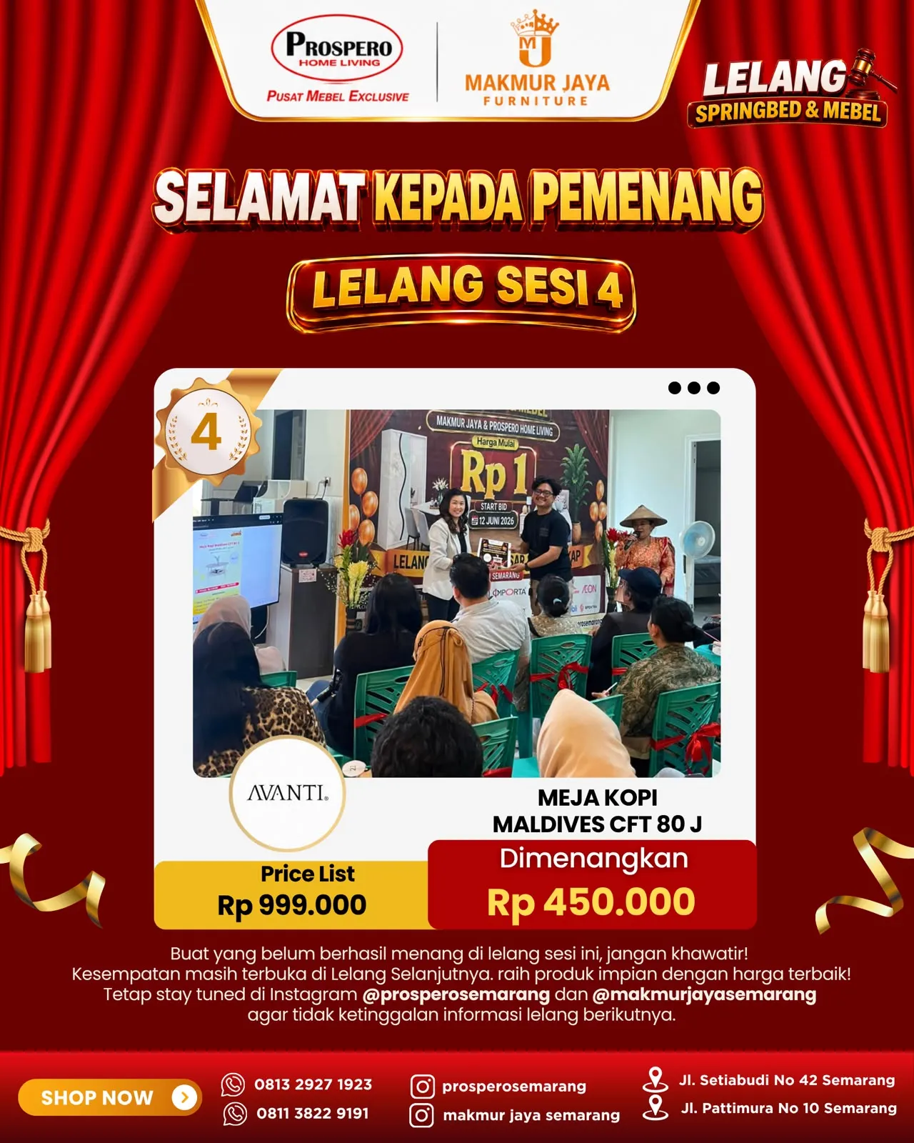 Serah Terima Meja Kopi Maldives CFT 80 J