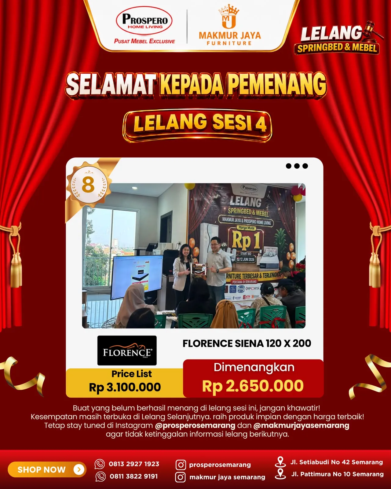 Serah Terima Kasur FLORENCE Siena 120x200