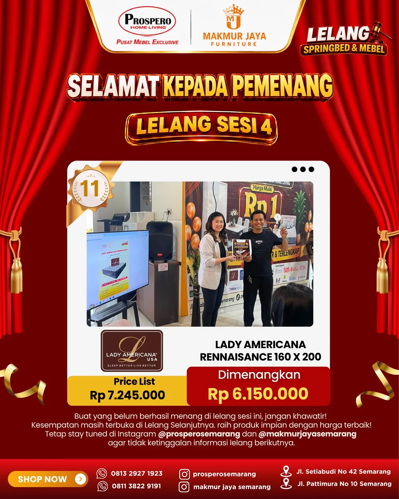 Serah Terima Kasur LADY AMERICANA Rennaisance ukuran 160x200